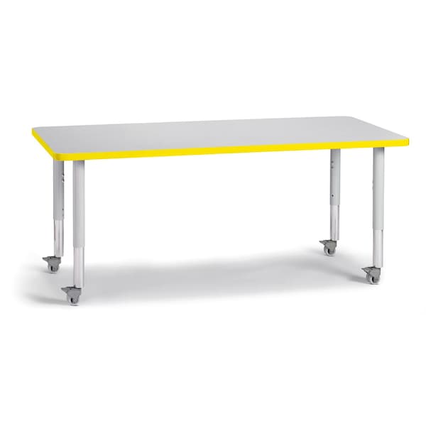 Berries Rectangle Activity Table, 30 in. x 60 in., Mobile, Freckled Gray/Yellow/Gray